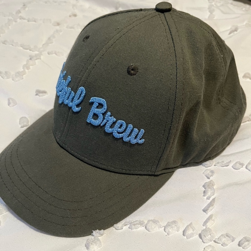 Grateful Brew SnapBack Baseball Hat - Gray With Blue Embroidered Letters